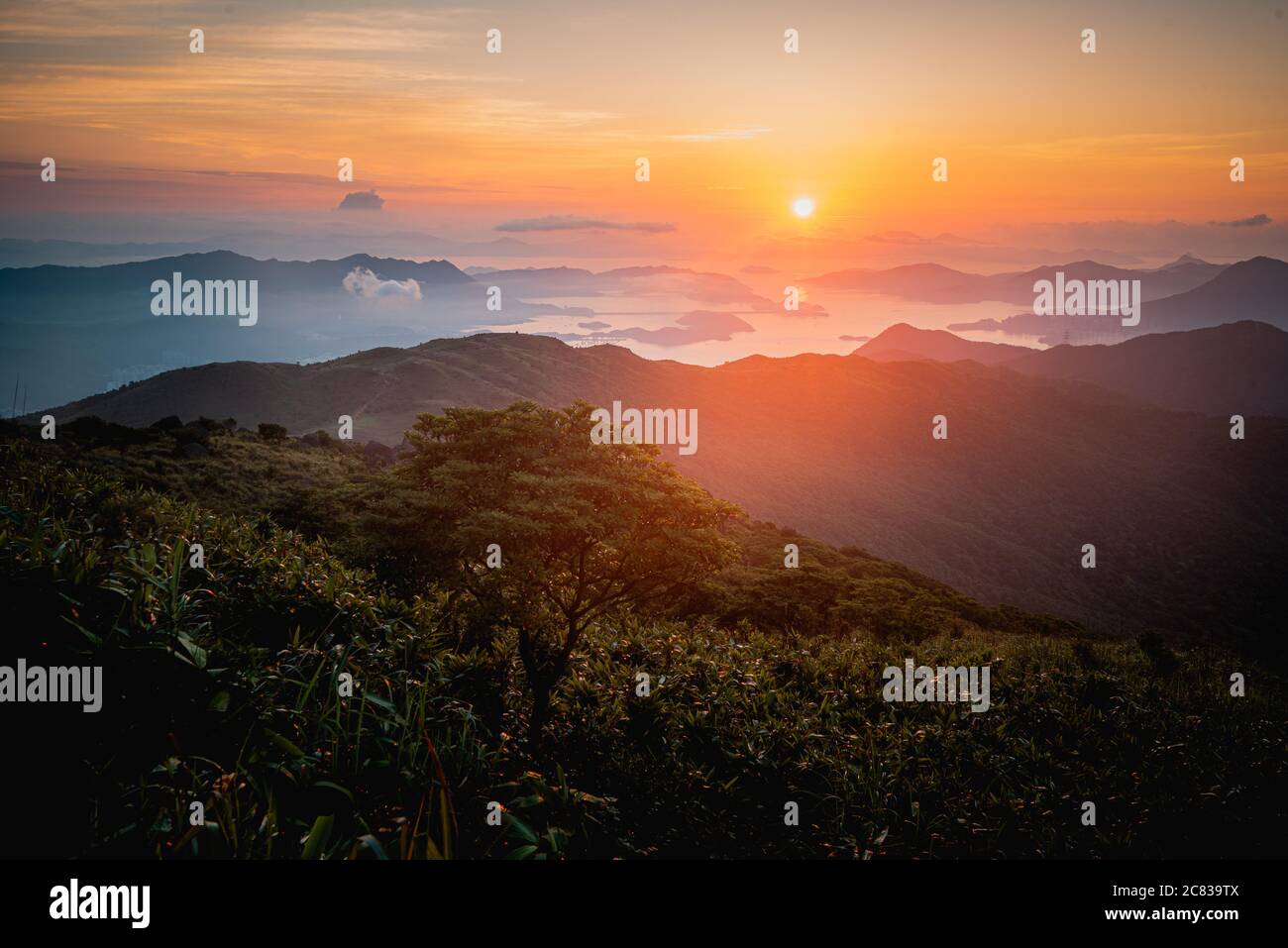 A breathtaking view of the golden sunset over the sea Stock Photo - Alamy
