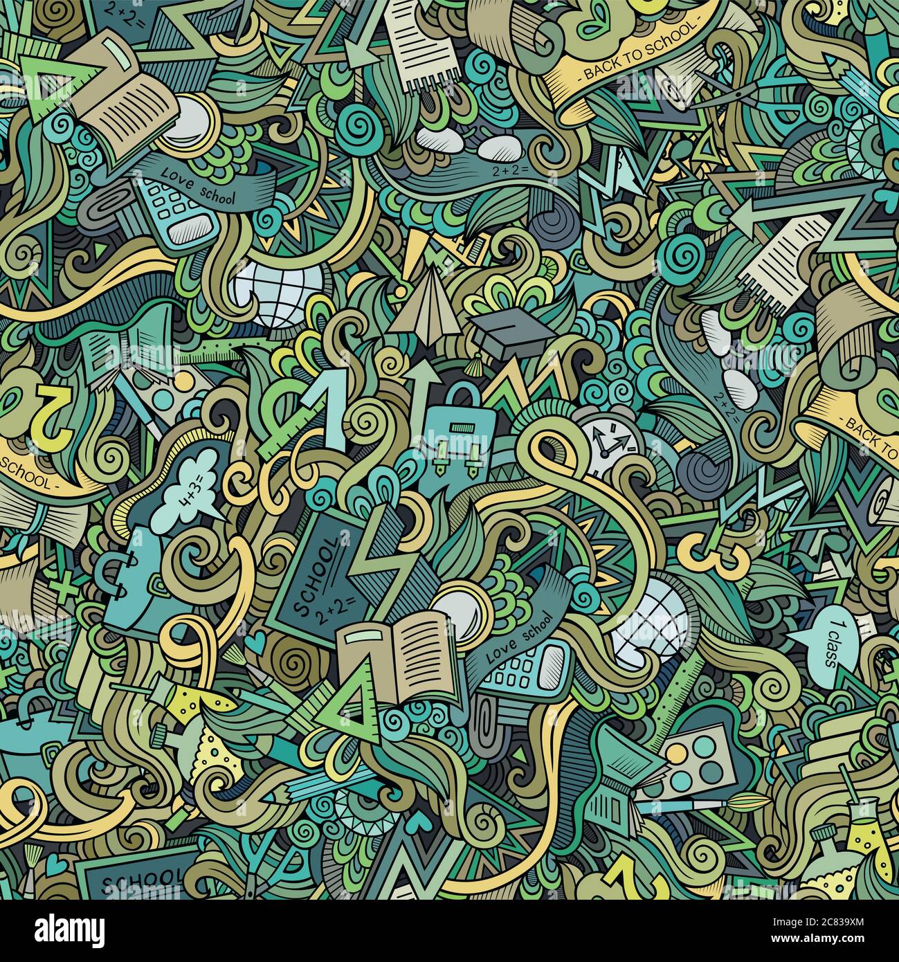 Cartoon cute doodles School seamless pattern Stock Vector Image & Art ...