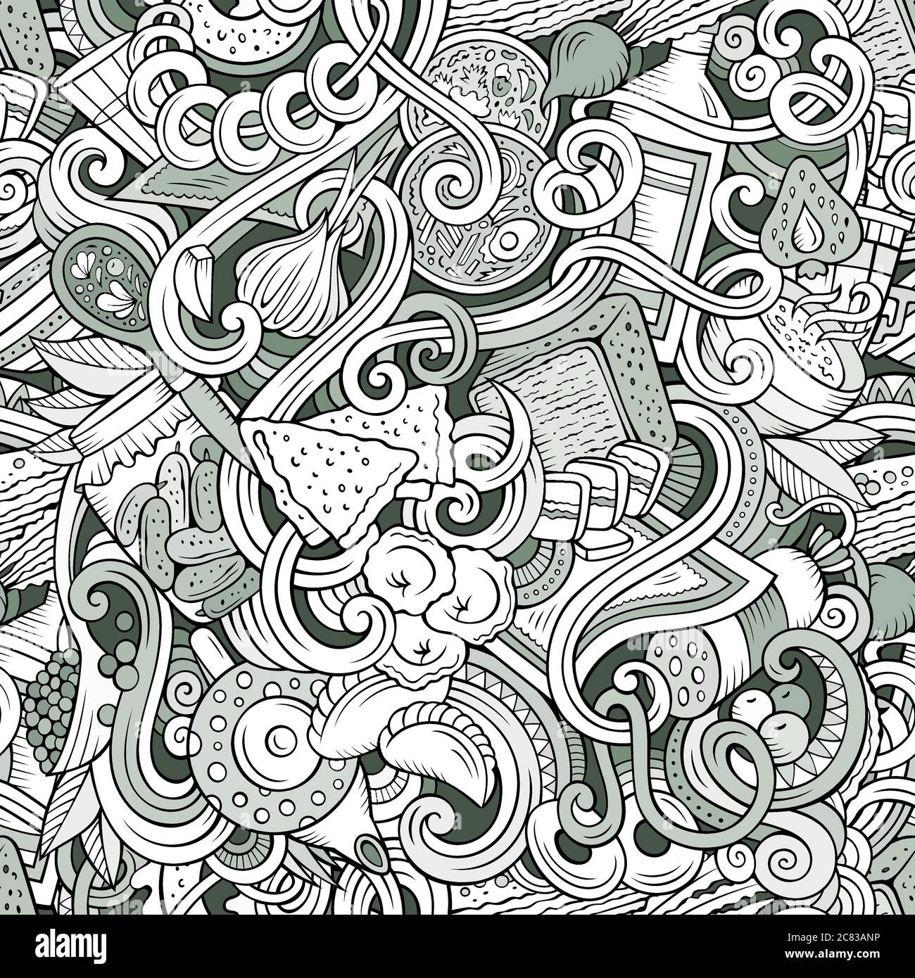 Cartoon doodles Russian food seamless pattern Stock Vector Image & Art ...
