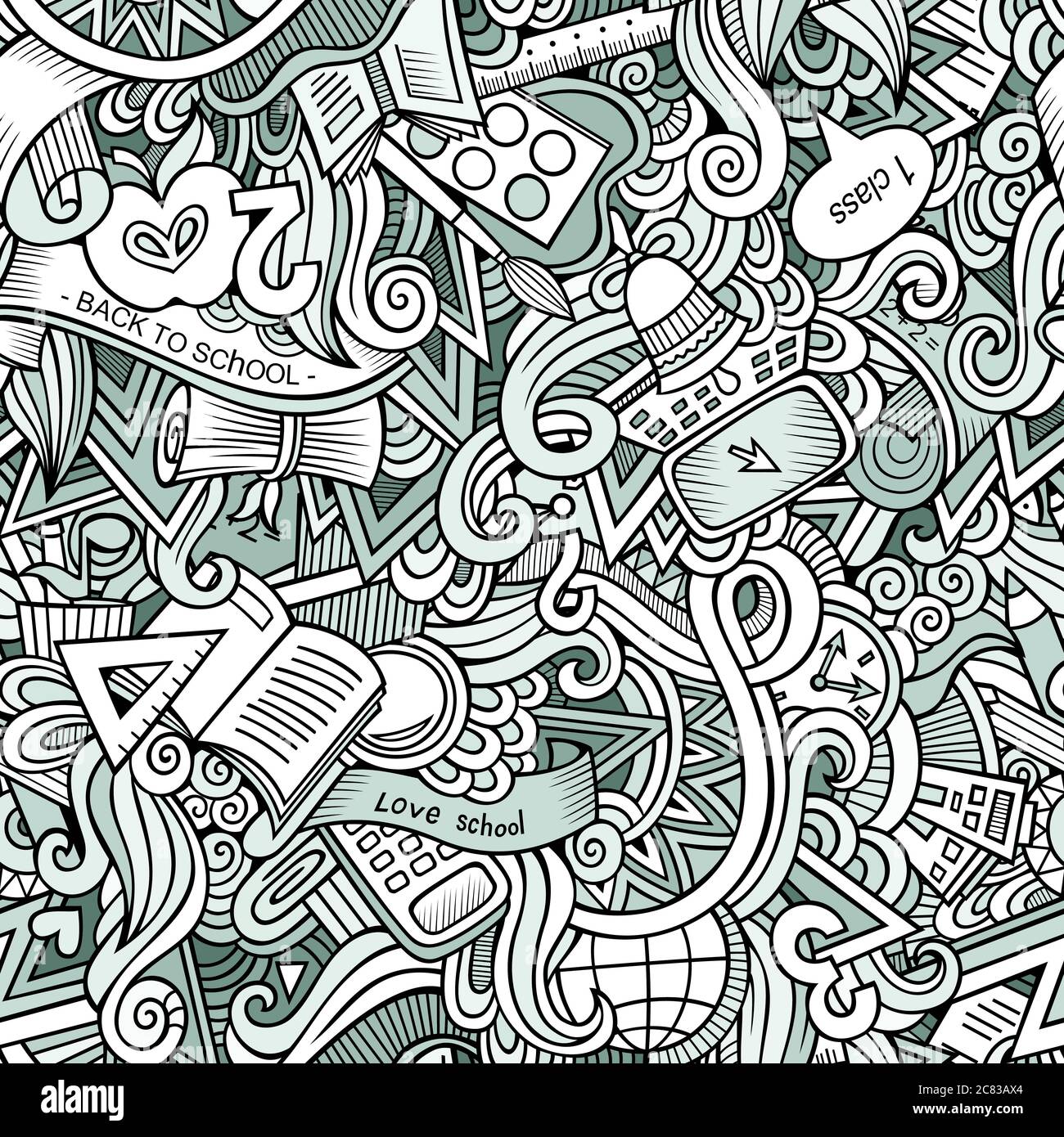Cartoon cute doodles School seamless pattern Stock Vector Image & Art ...