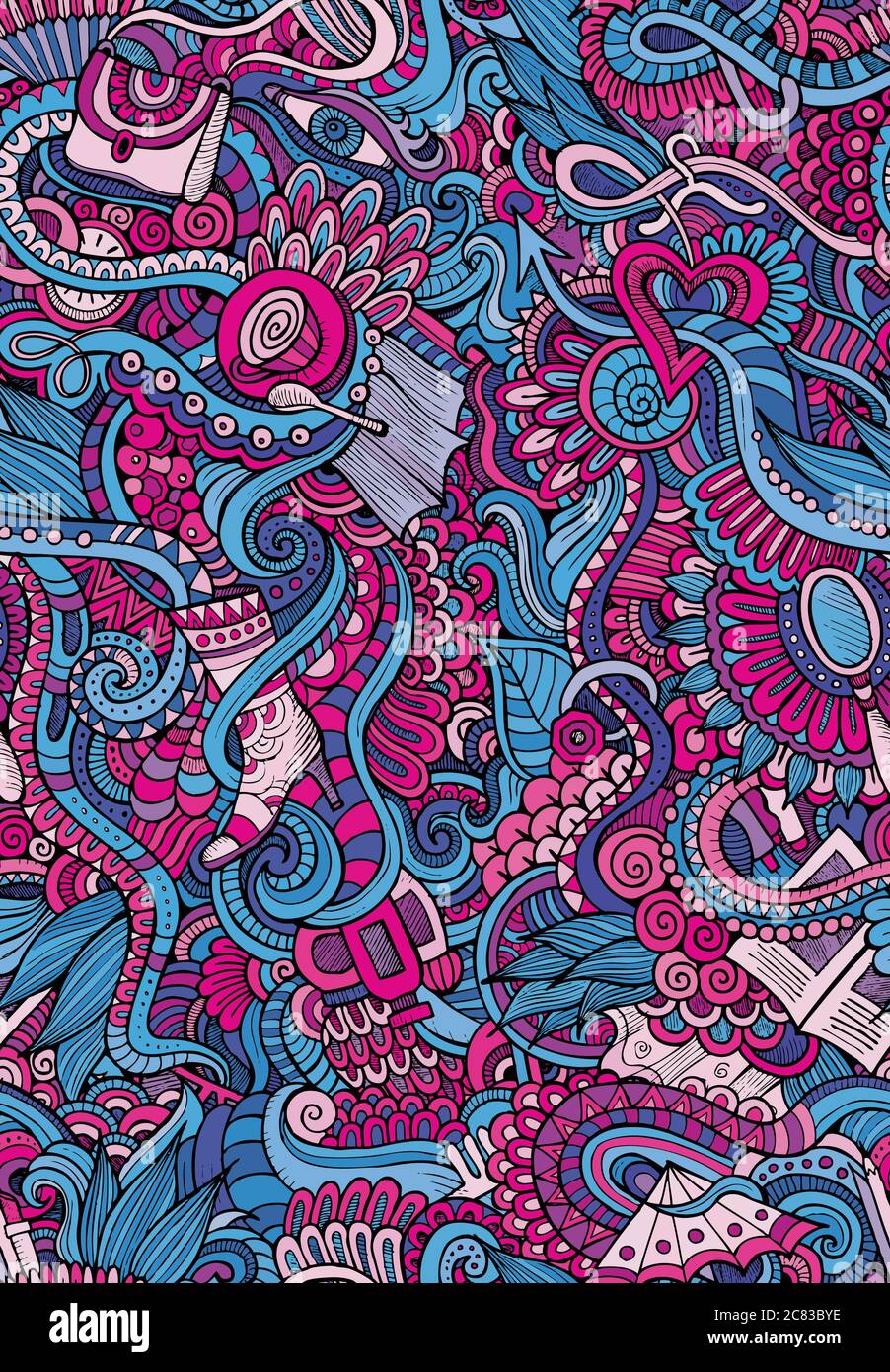 Hand drawn vector doodles seamless pattern Stock Vector Image & Art - Alamy