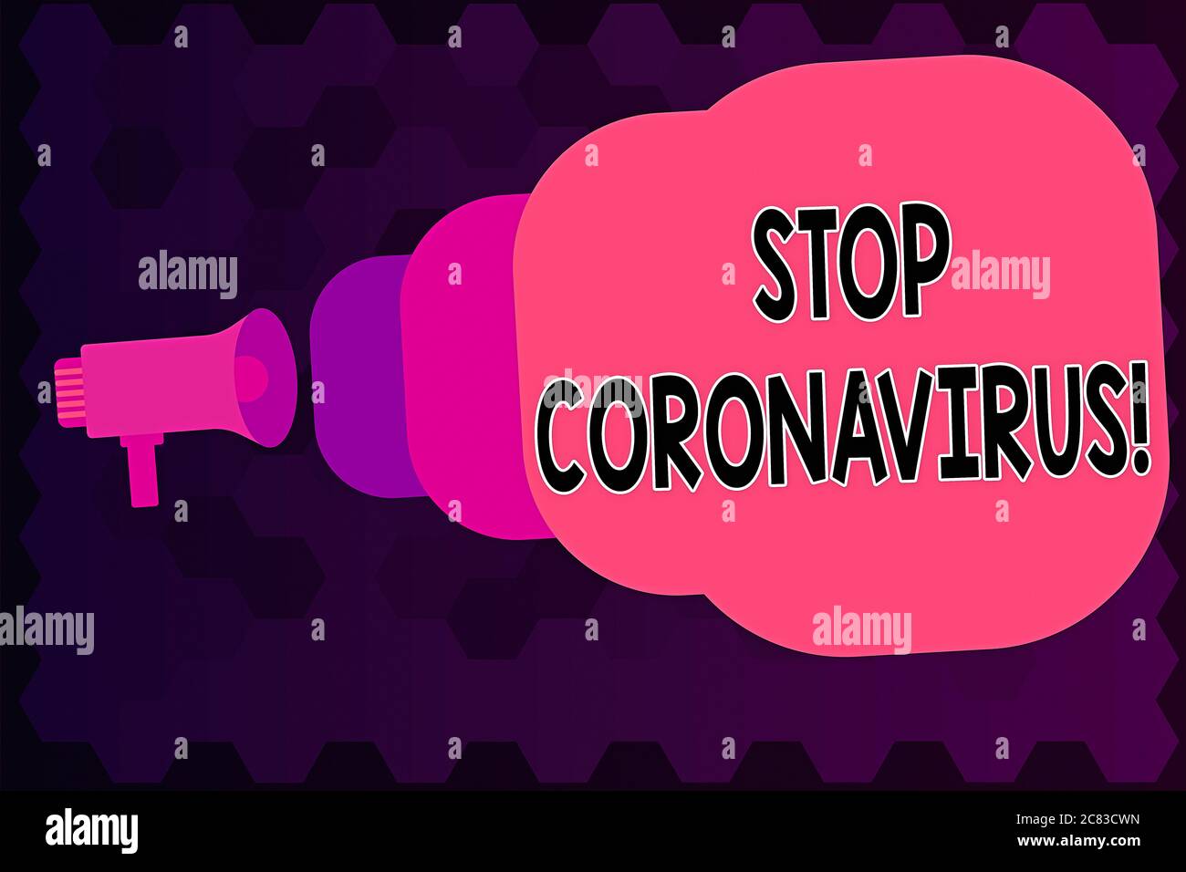 Writing note showing Stop Coronavirus. Business concept for Disease awareness campaign fighting to lessen the COVID19 cases Megaphone coming out of on Stock Photo