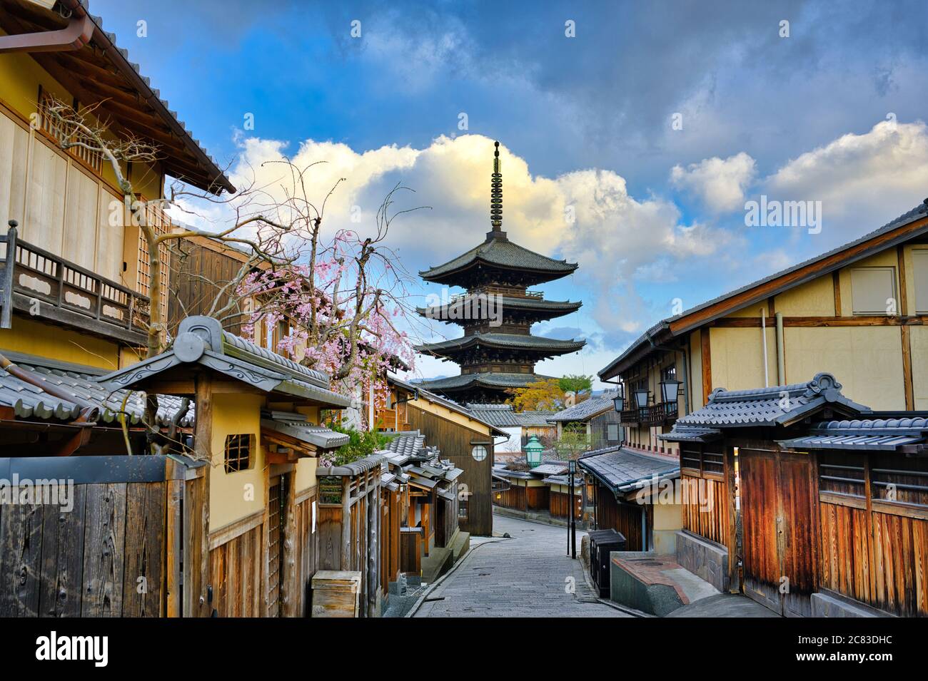 Yasaka Pagoda and Sannen Zaka Street in the Morning, Kyoto Japan Stock Photo