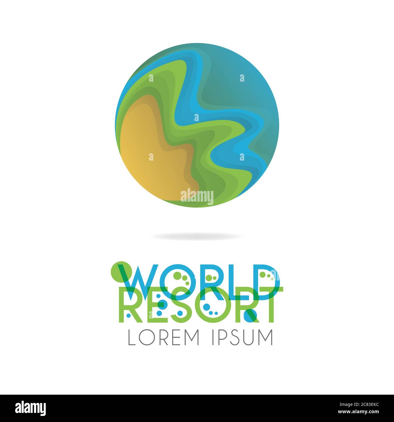 The earth logo is layered with orange, green, blue color with version to 4.0 Stock Vector