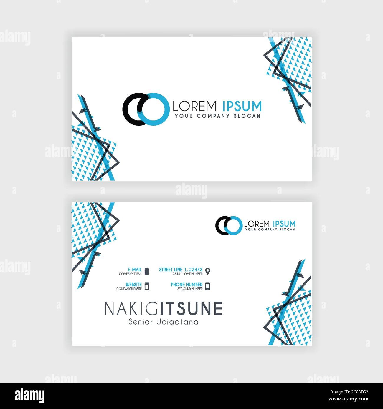 Simple Business Card with initial letter CO rounded edges with a blue ...