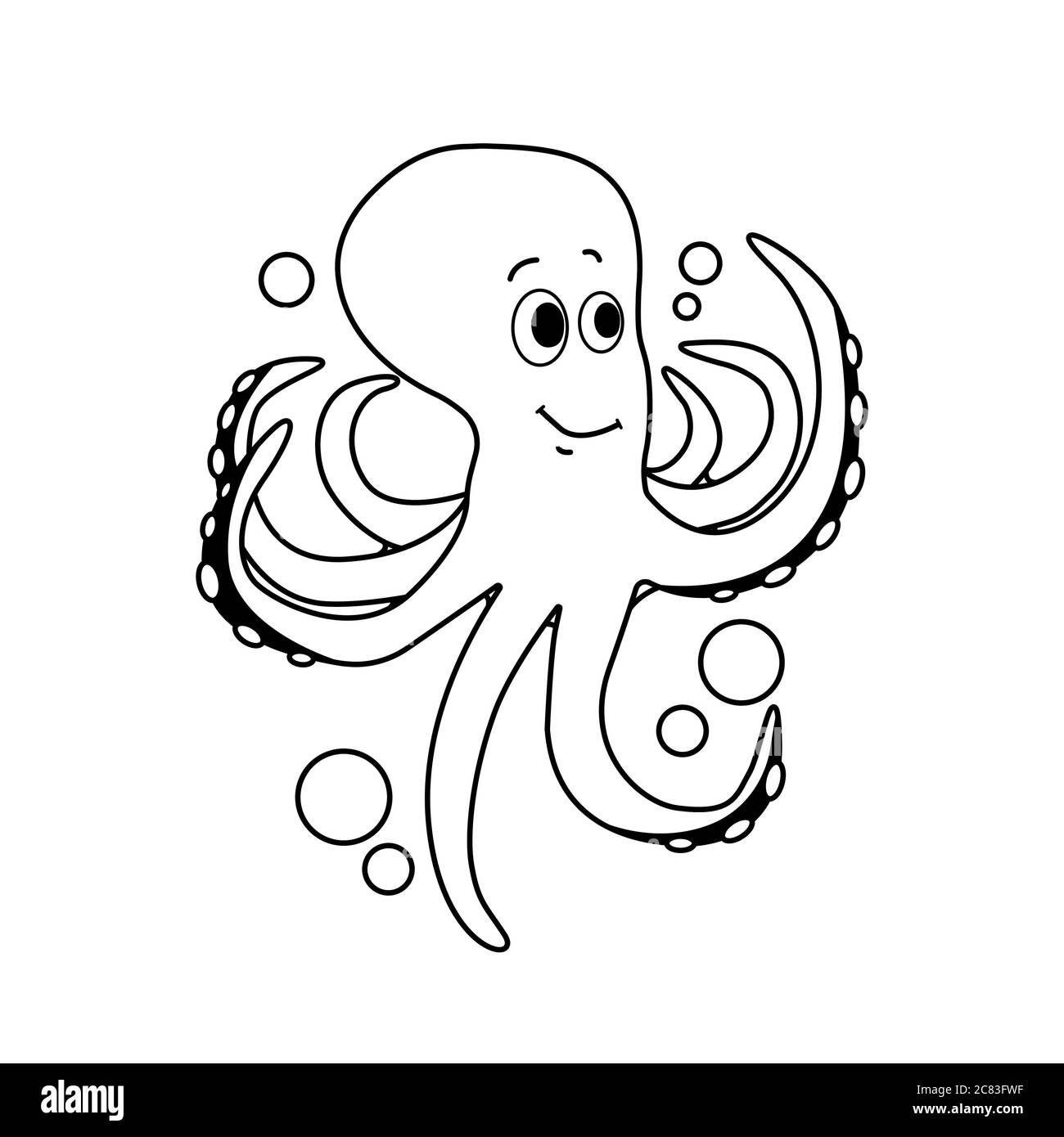Octopus, Cute sea animal. Coloring book for children. Vector ...