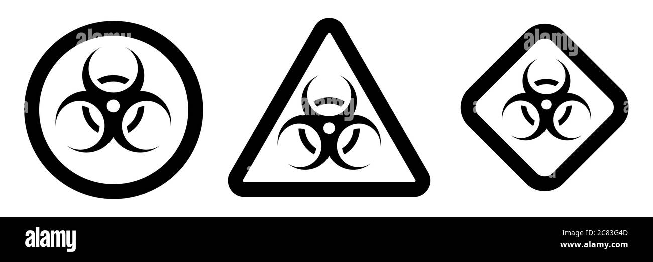 Biohazard or biological threat alert icon. Warning sign of virus. Danger Coronavirus Bio hazard symbol. Vector illustration EPS10. Stock Vector