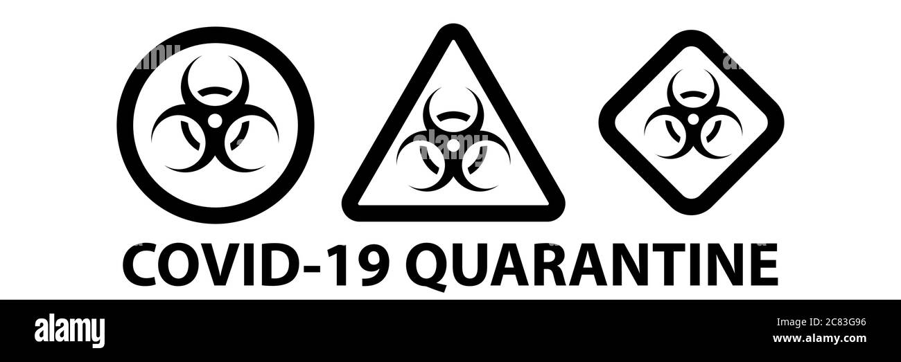 Set on Biohazard or biological threat alert icon. Warning sign of virus. Danger Coronavirus Bio hazard symbol. Vector illustration EPS10. Stock Vector