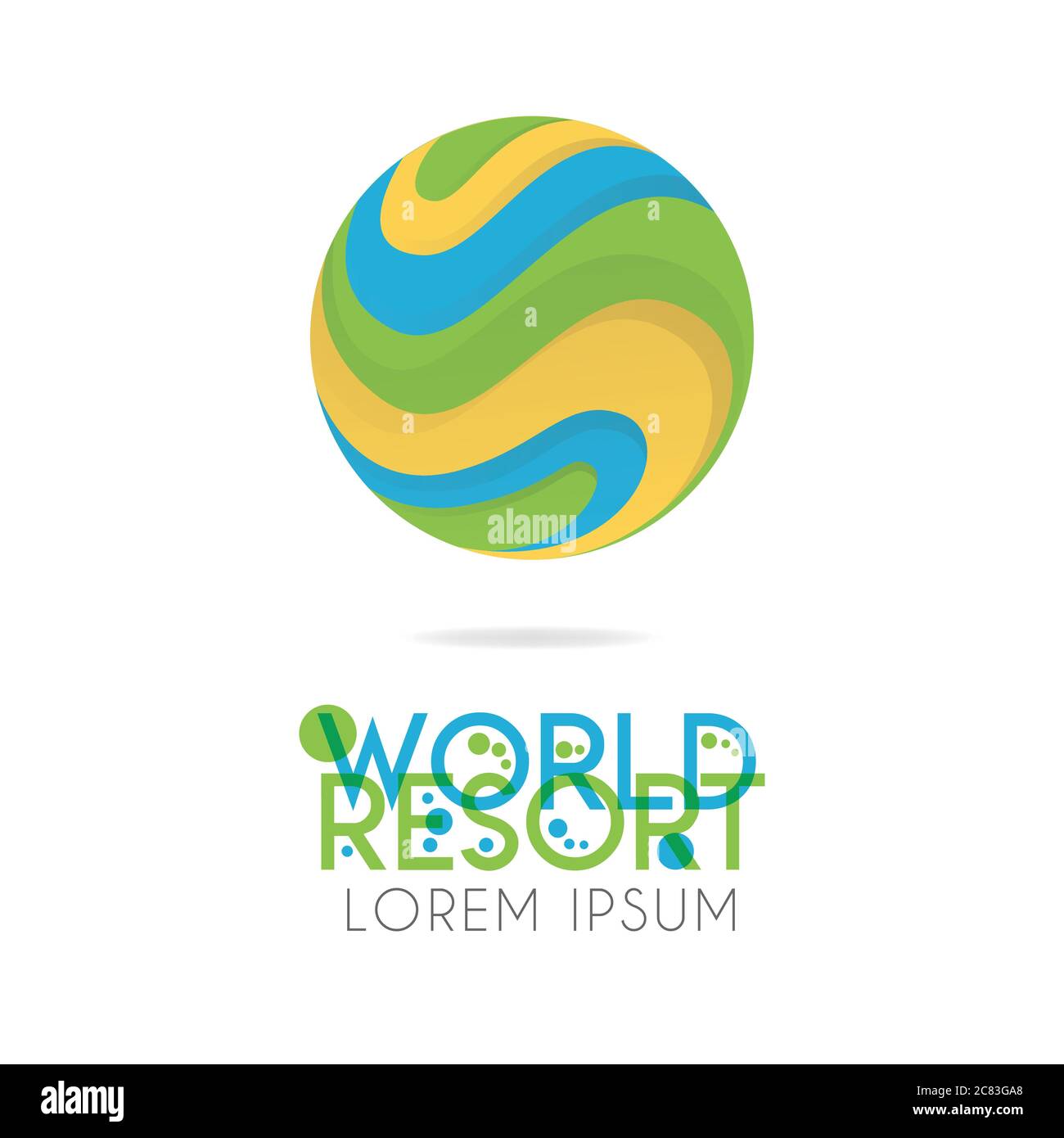 The earth logo is layered with orange, green, blue color with version to 1.9 Stock Vector