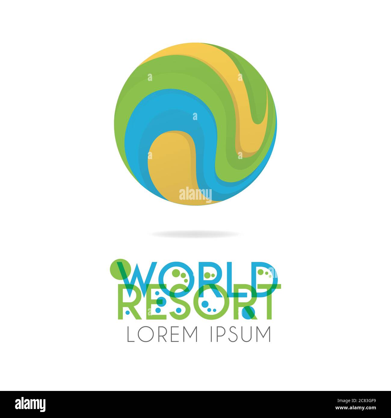 The earth logo is layered with orange, green, blue color with version to 5.5 Stock Vector