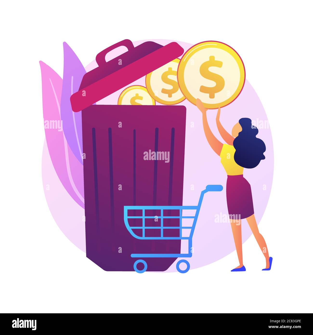 Money waste vector concept metaphor Stock Vector