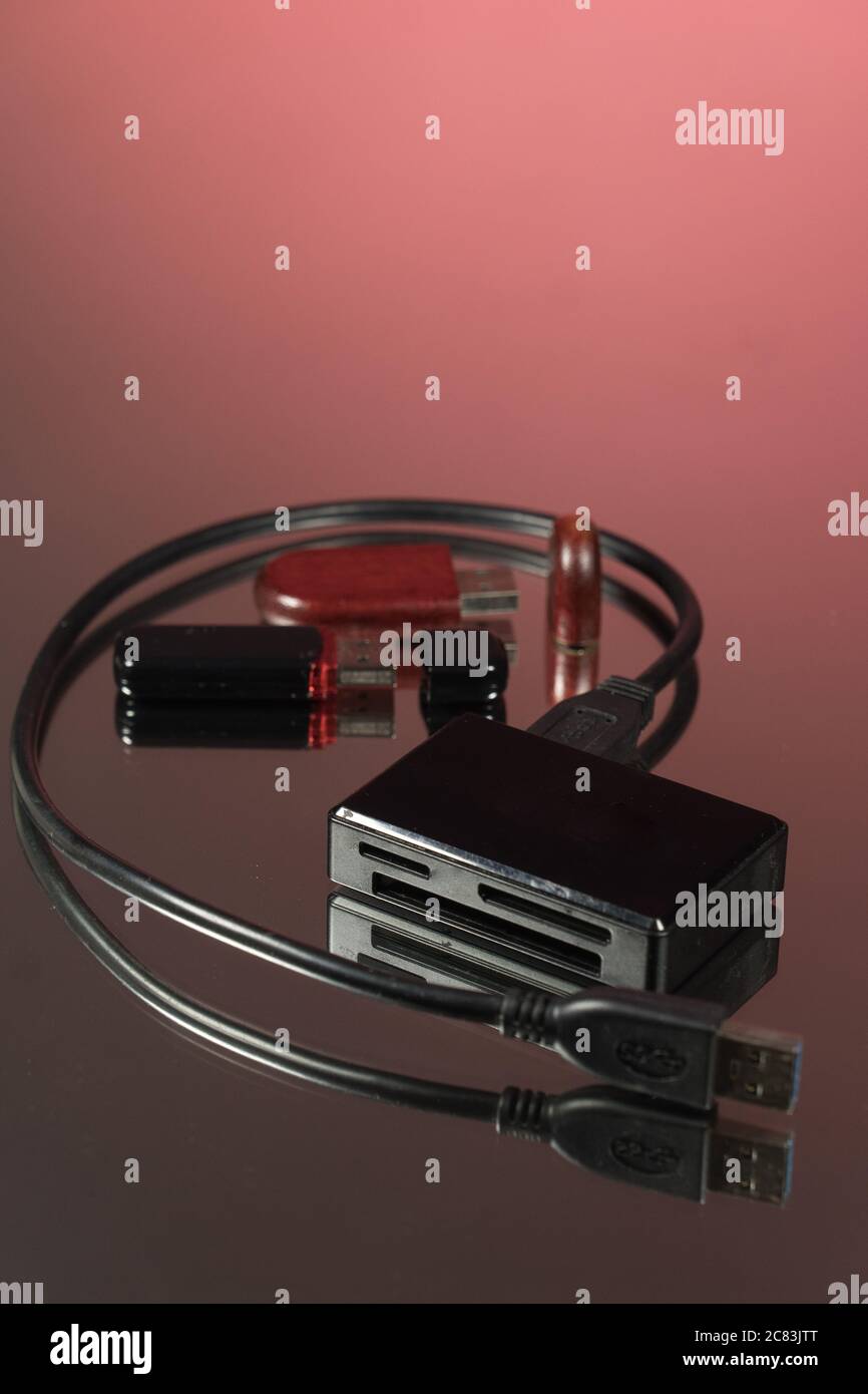 The USB adapter under the Type. Multiport. Stock Photo