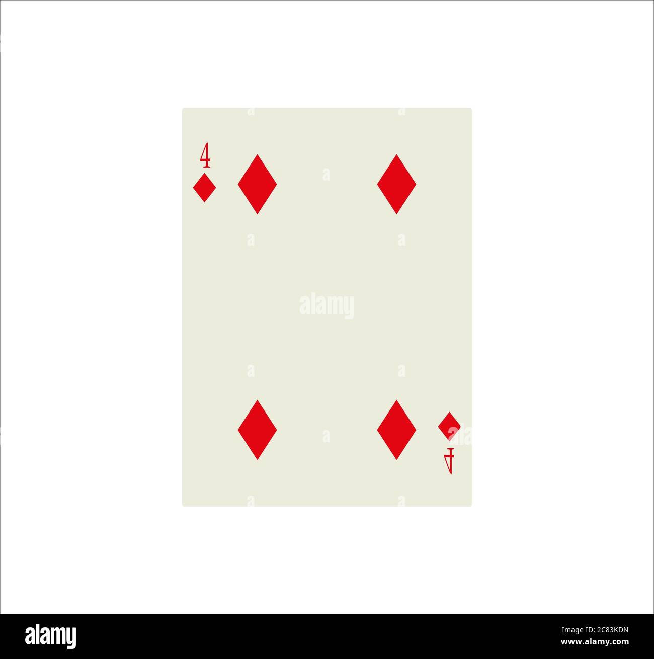 Illustration of four of diamonds playing card isolated on a white