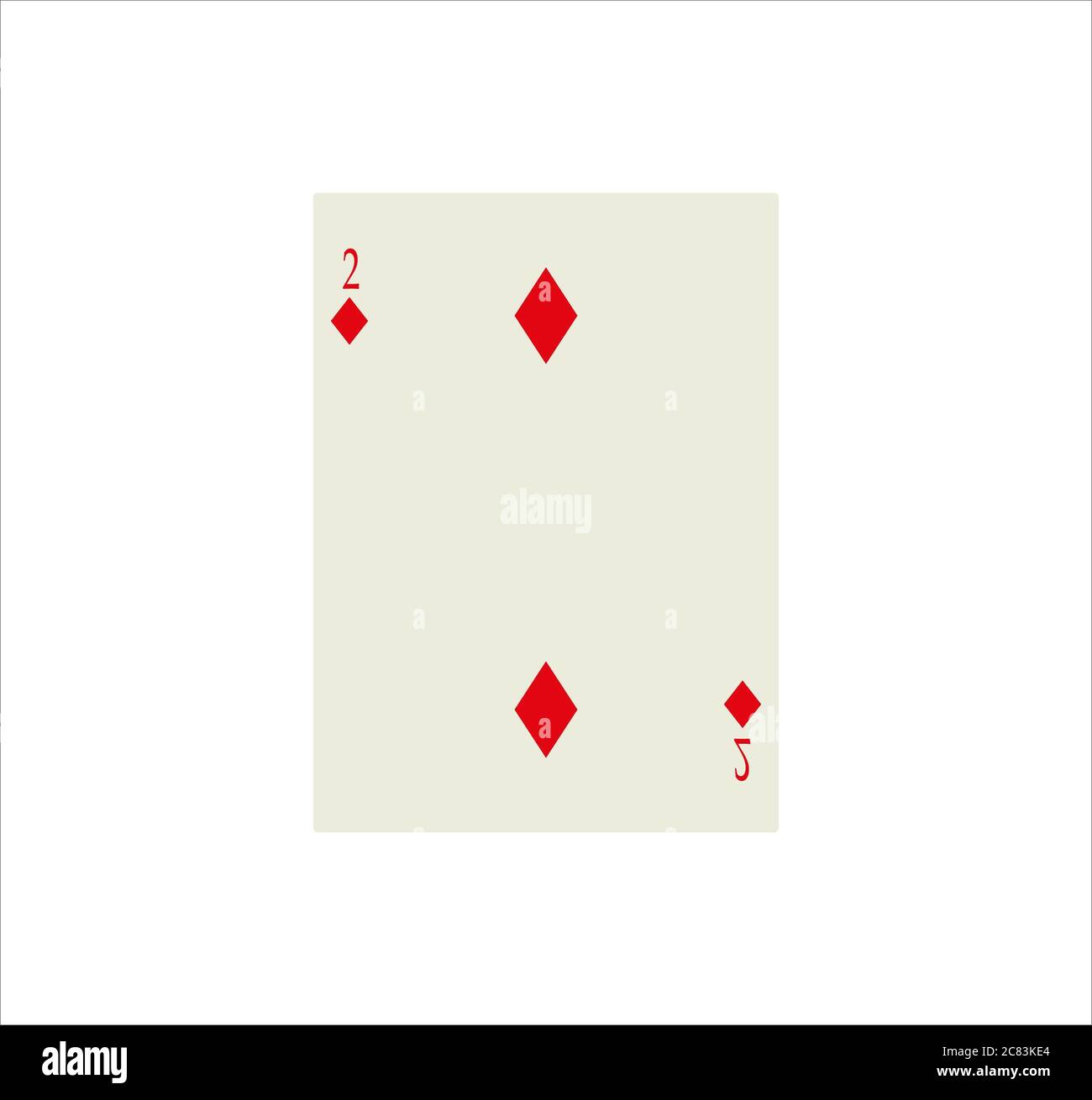 Illustration of two of diamonds playing card isolated on a white