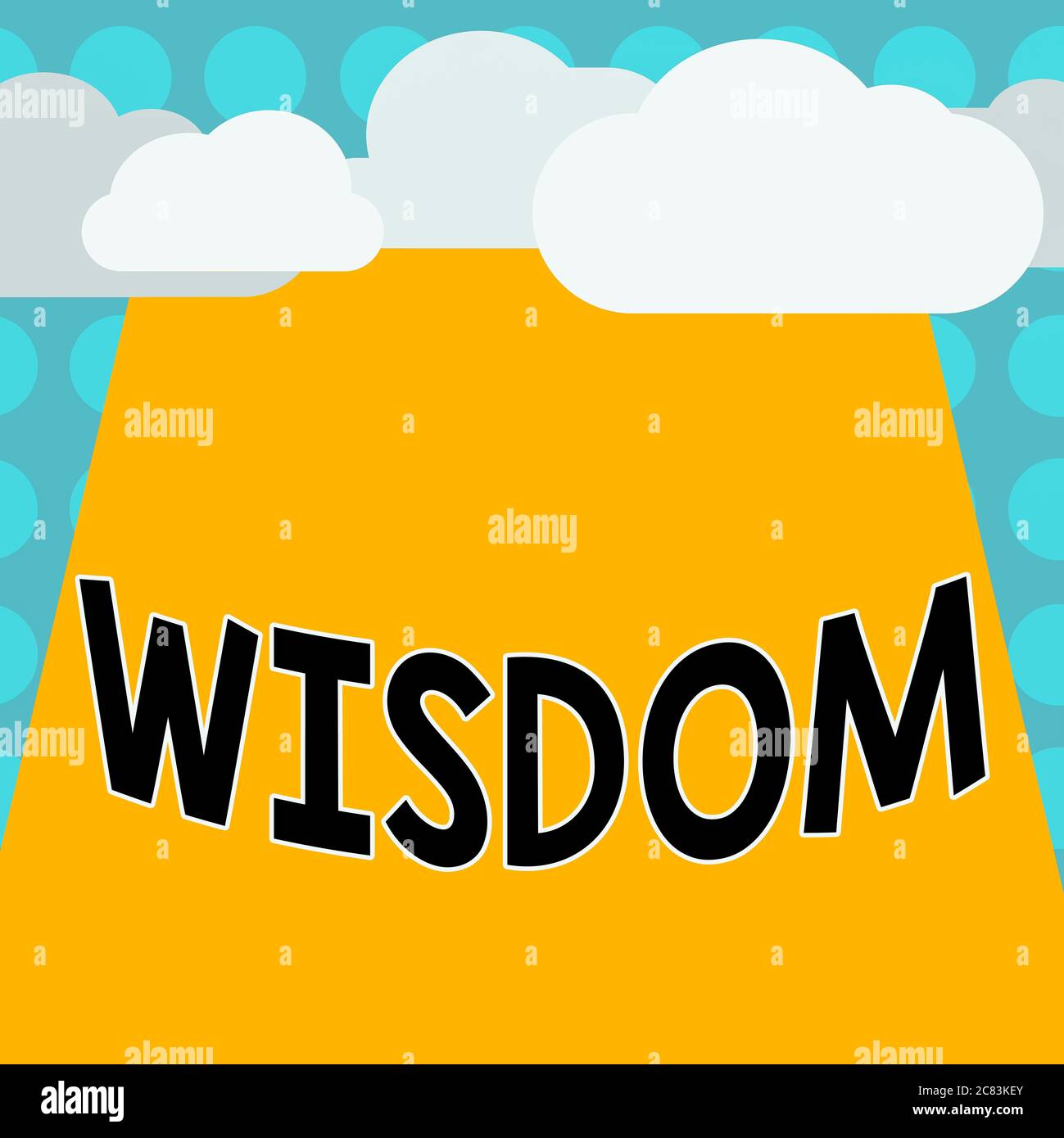 Conceptual hand writing showing Wisdom. Concept meaning body of knowledge and principles that develops within specific period Blank Clouds Halftone ab Stock Photo