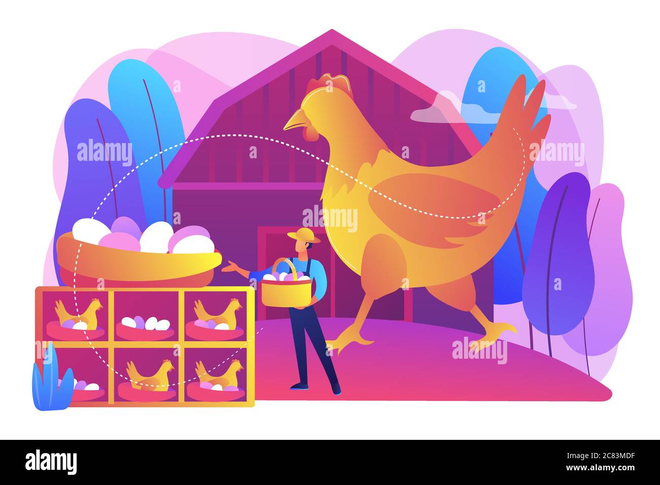 Free run chicken and eggs concept vector illustration Stock Vector ...