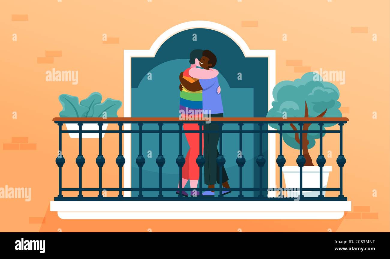 couple is loving each other at homes Stock Vector