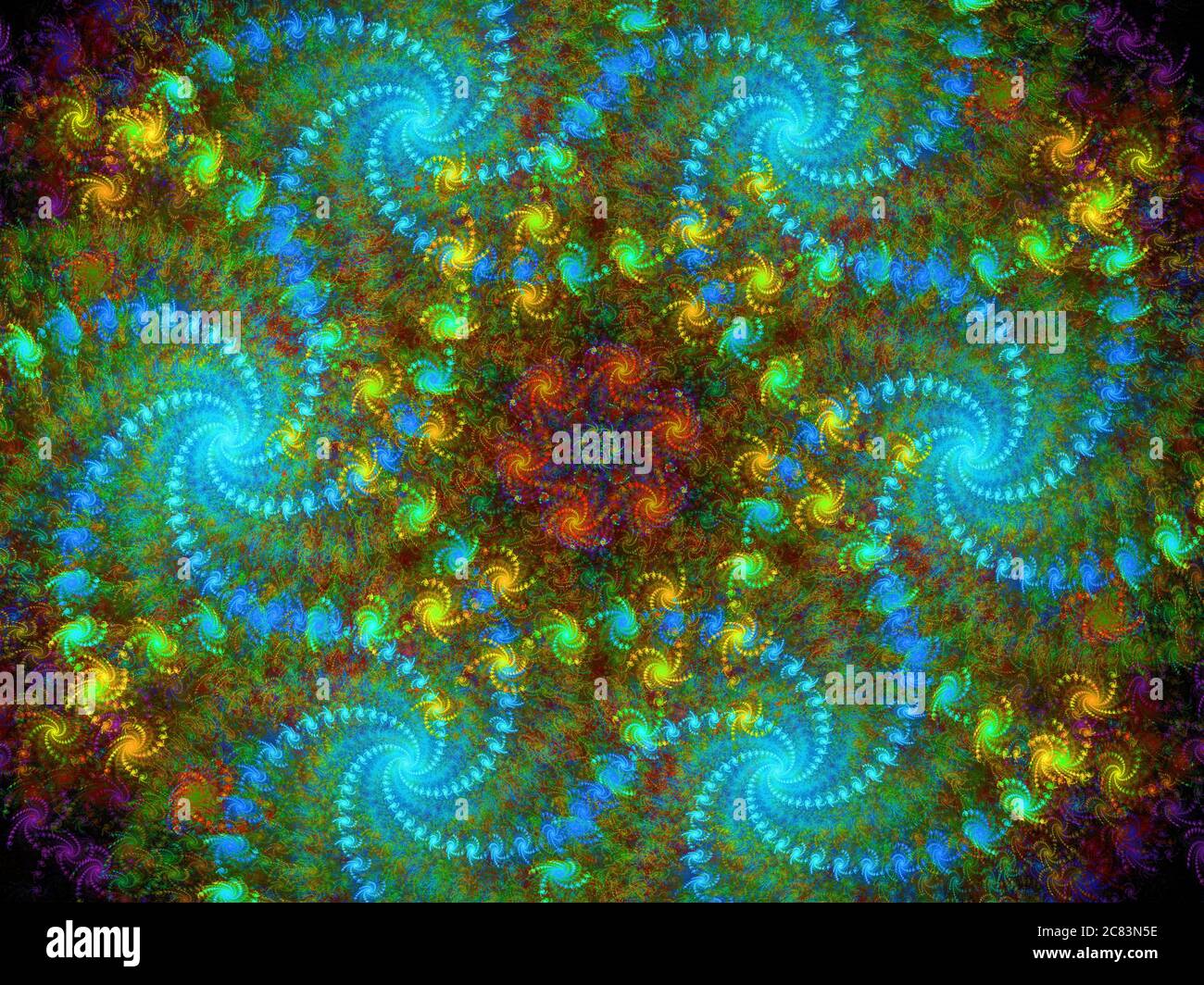 Spiralling Kaleidoscope - Flame Fractal Design Stock Photo