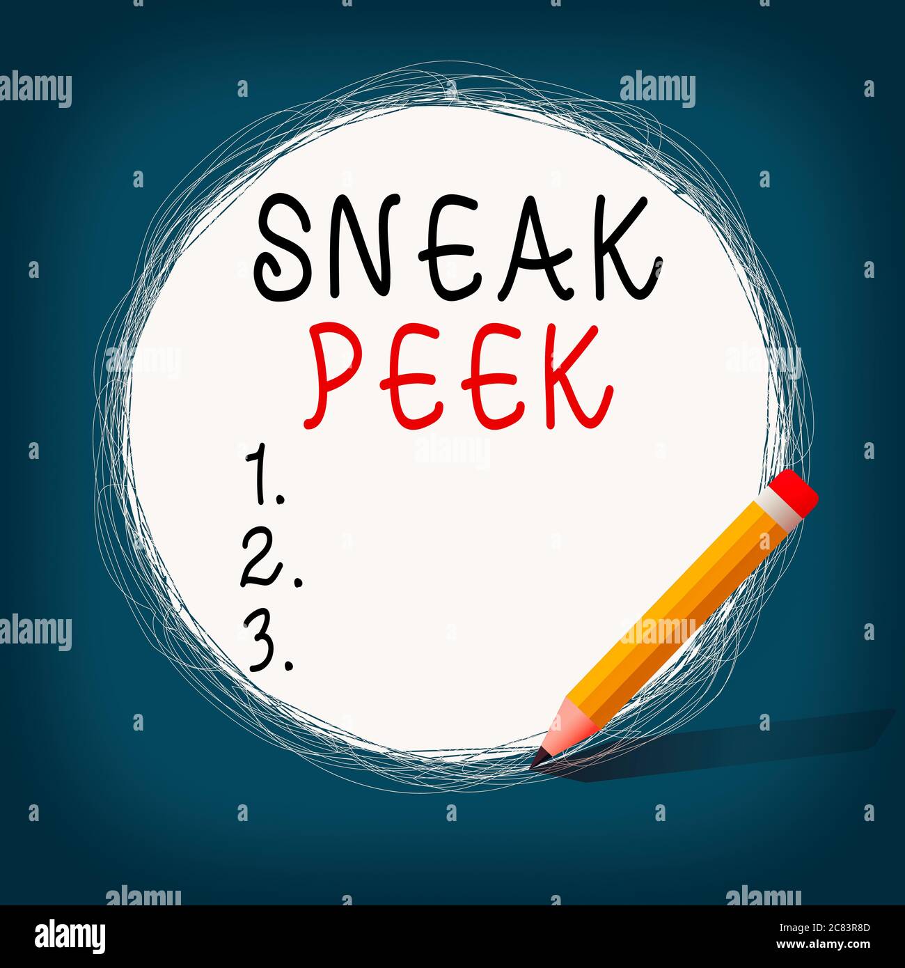 Conceptual hand writing showing Sneak Peek. Concept meaning to see before  officially presented or released to the public Scribbling of circular lines  Stock Photo - Alamy