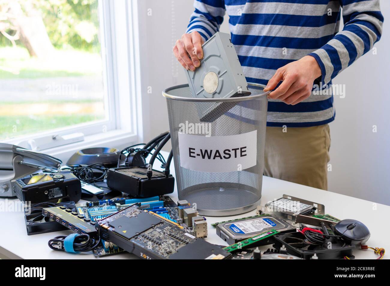 Collecting electronic waste for recycling Stock Photo