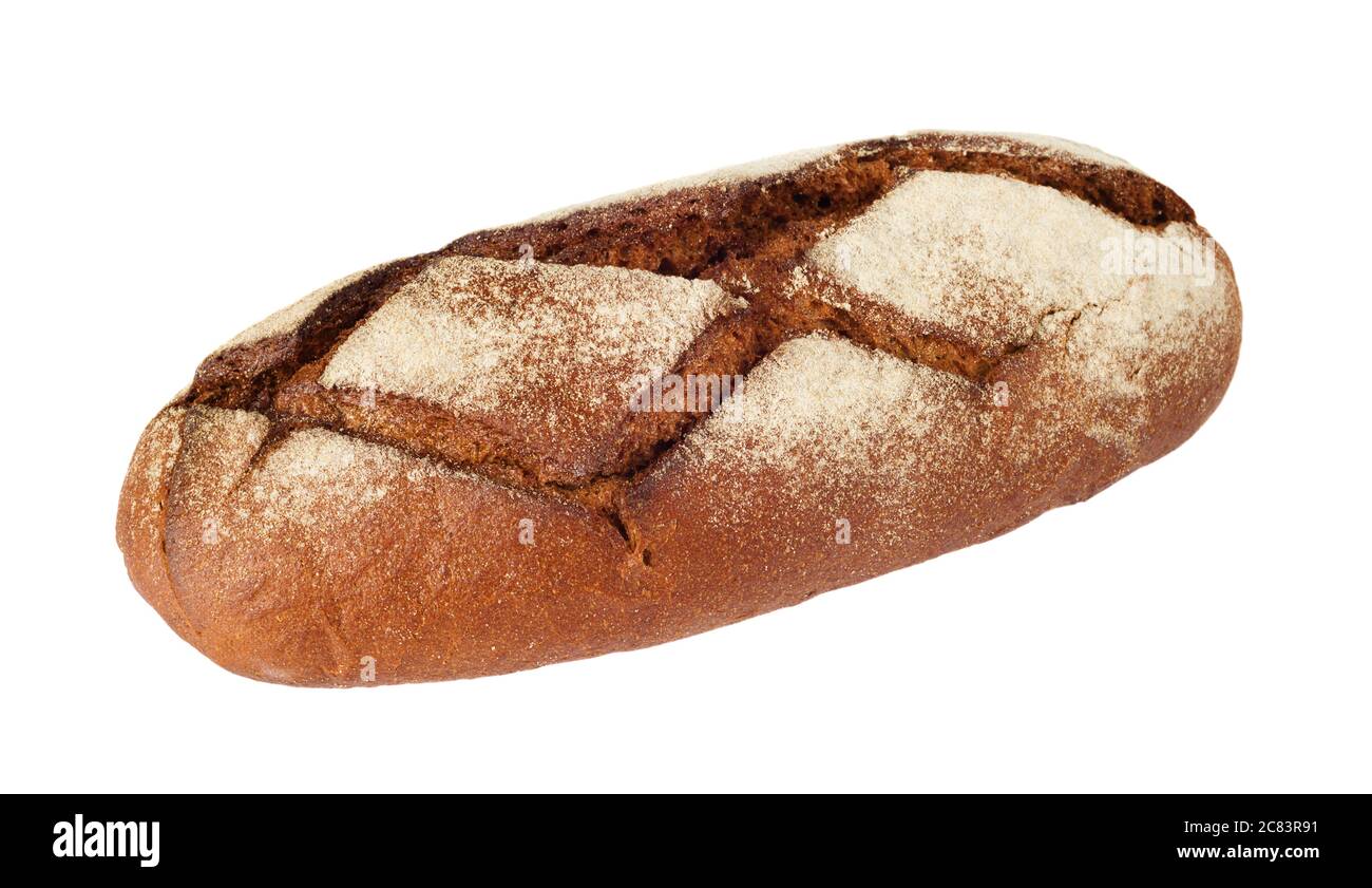 Loaf of bread wholemeal, isolated on a white background Stock Photo