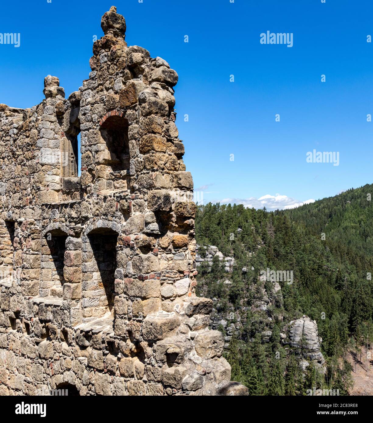 ruins on the mountain Oybin Stock Photo