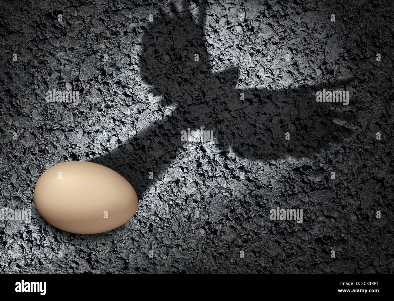 Freedom and aspiration concept or ambition idea as an egg casting a shadow of a bird as an achievement and hope for future success symbol. Stock Photo
