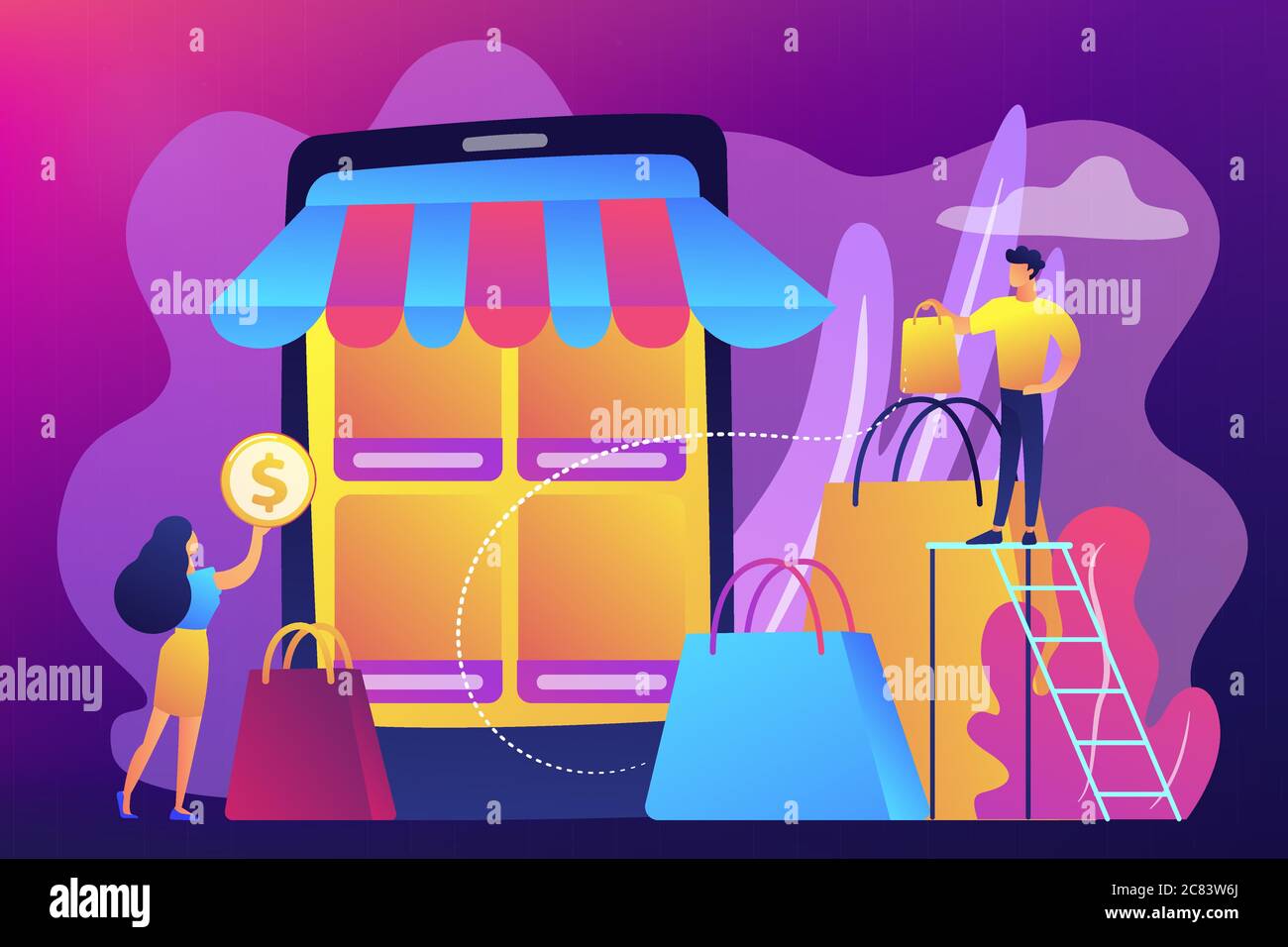 Mobile based marketplace concept vector illustration Stock Vector Image