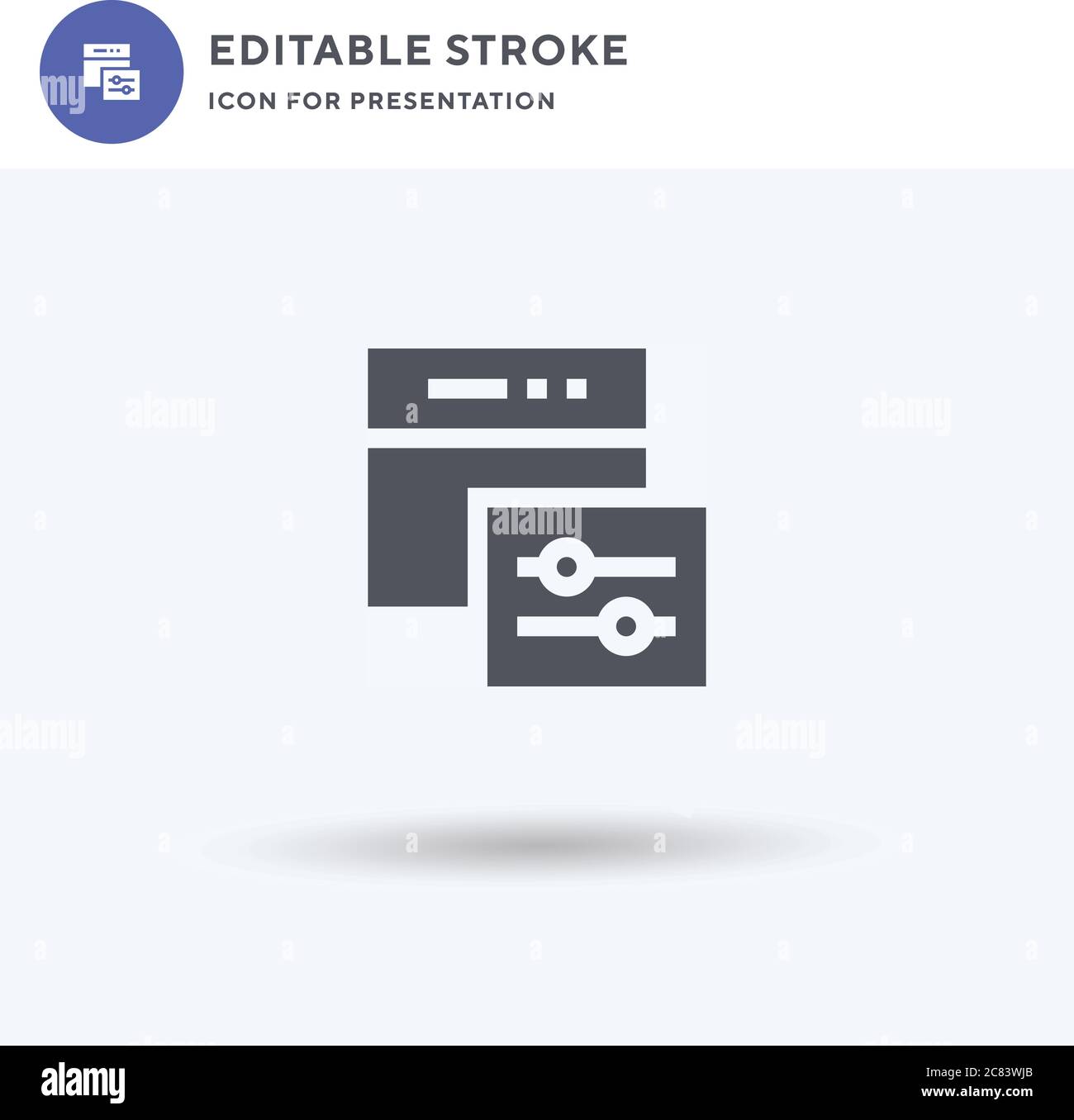 Web Settings icon vector, filled flat sign, solid pictogram isolated on white, logo illustration. Web Settings icon for presentation. Stock Vector