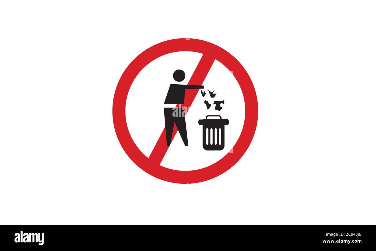 Do not litter prohibition ban sign red vector illustration Stock Vector