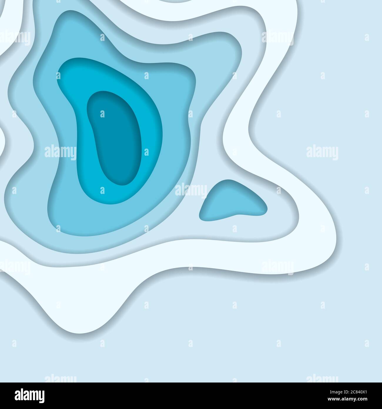 Abstract blue 3D paper cut background. Abstract wave shapes. Vector ...