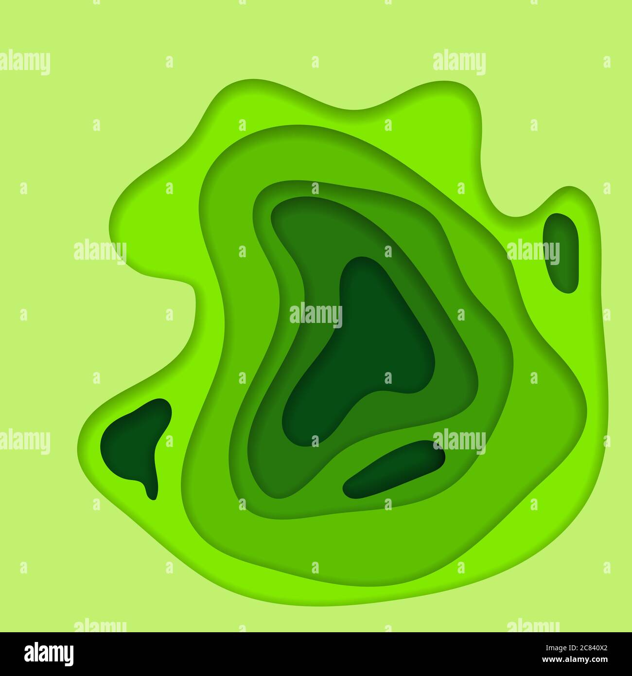Abstract green 3D paper cut background. Abstract wave shapes. Vector format Stock Vector