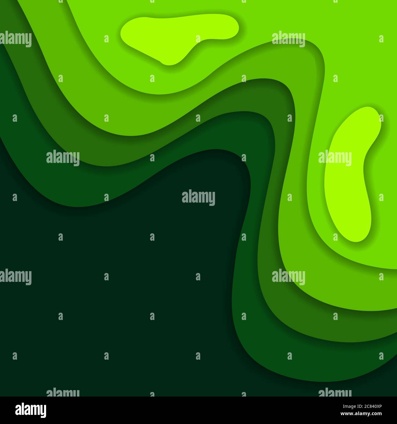 Abstract green 3D paper cut background. Abstract wave shapes. Vector format Stock Vector