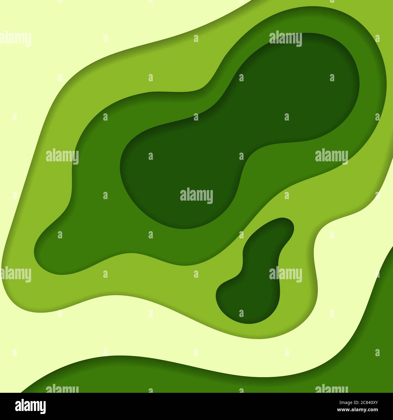 Abstract green 3D paper cut background. Abstract wave shapes. Vector format Stock Vector