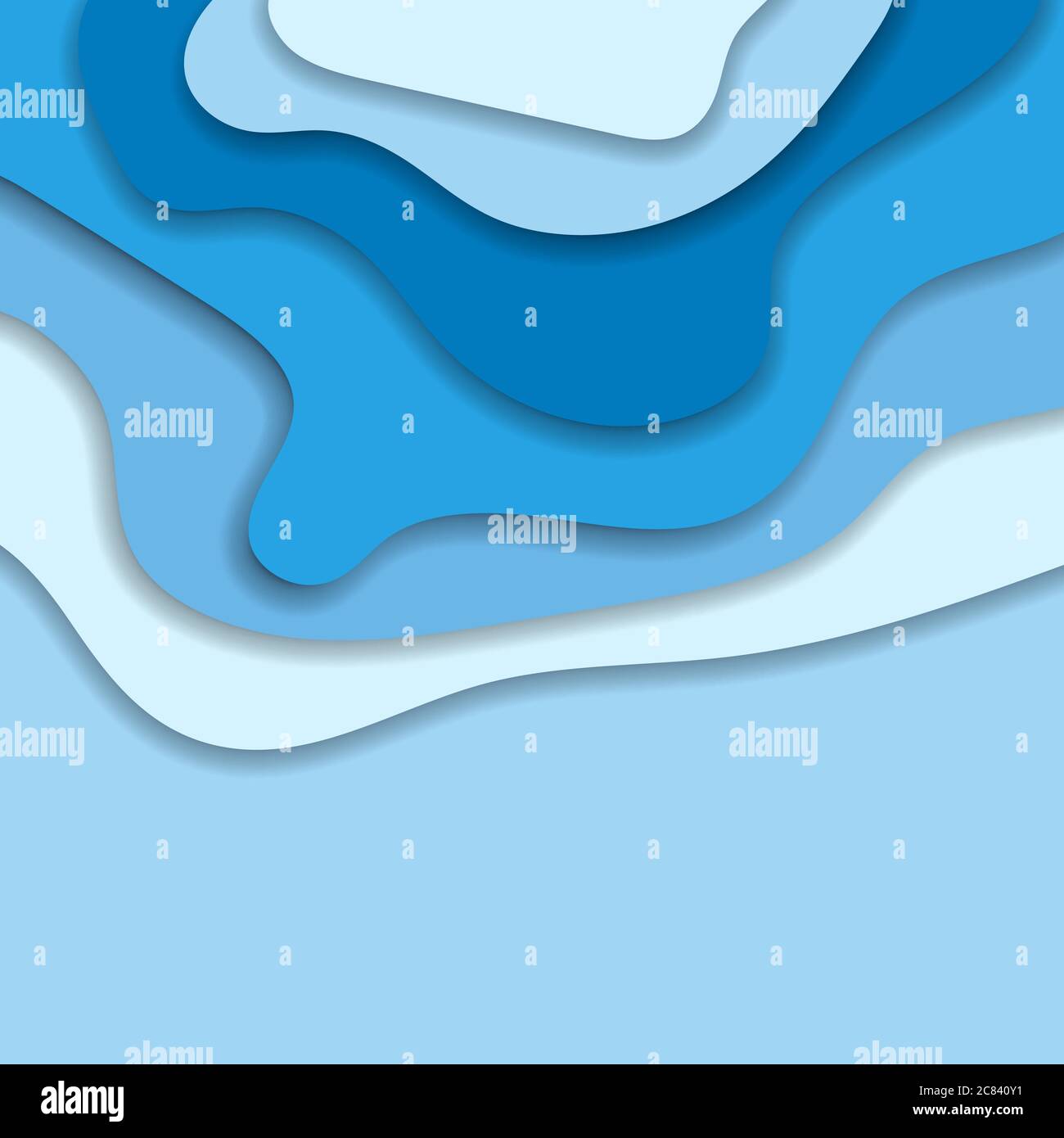 Abstract blue 3D paper cut background. Abstract wave shapes. Vector format Stock Vector