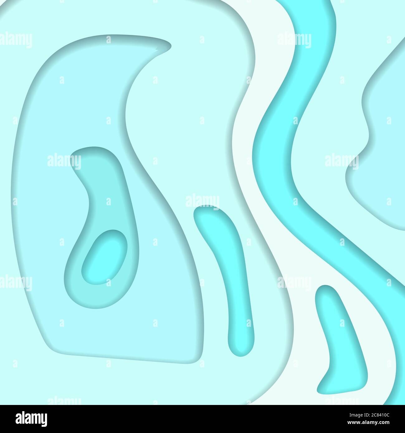 Abstract blue 3D paper cut background. Abstract wave shapes. Vector format Stock Vector