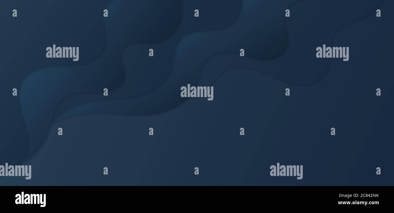Dark blue fluid wave shape design abstract background with space ...