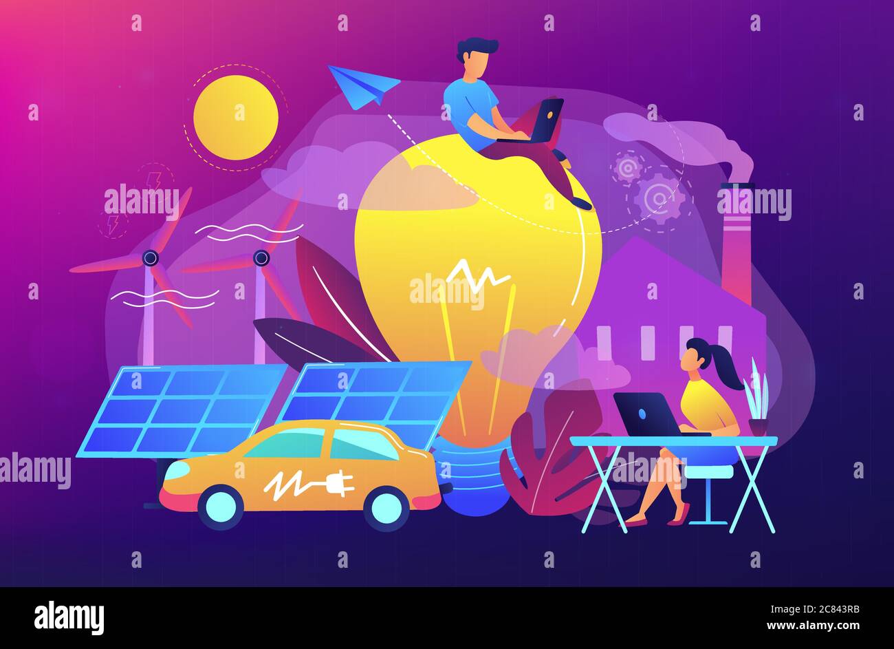 Smart energy and power systems IoT smart city concept Stock Vector