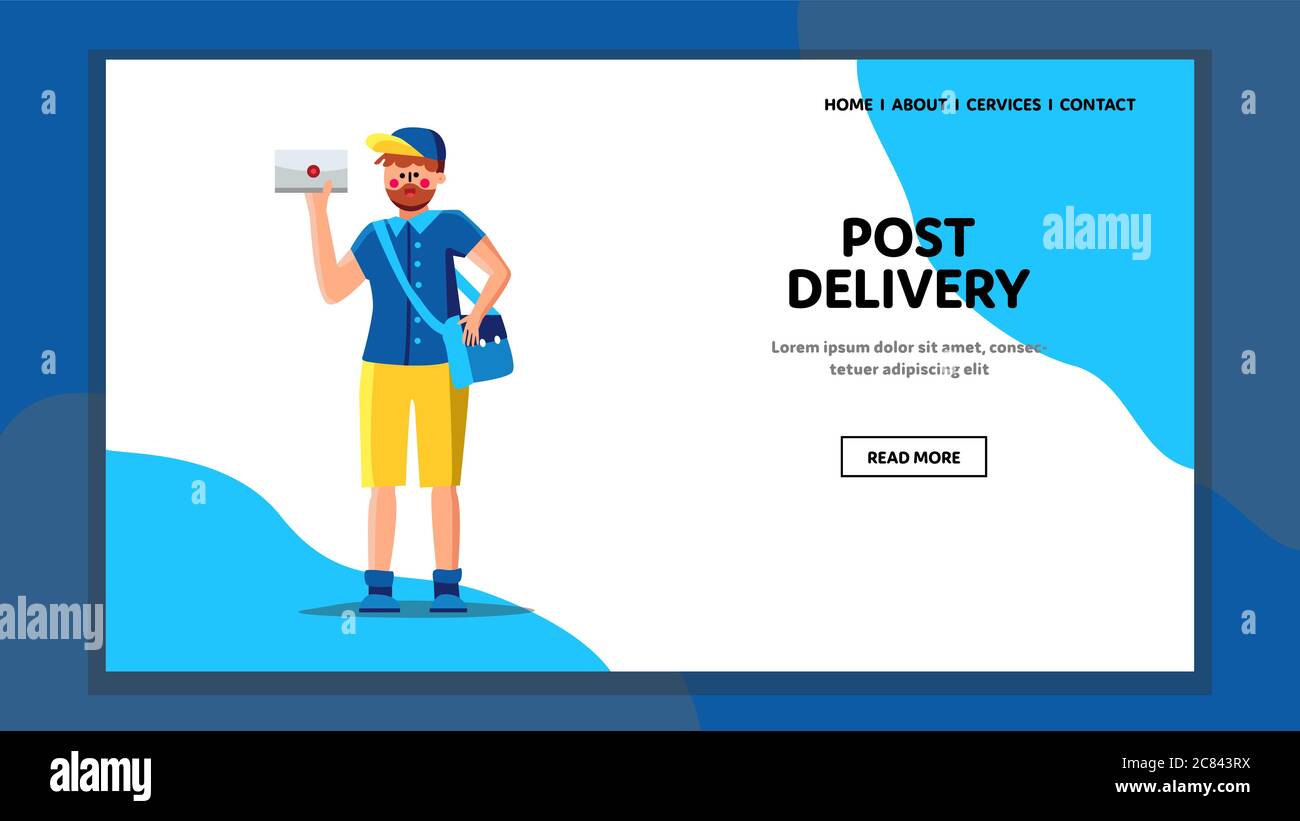 Post Delivery Service Postman With Letter Vector Stock Vector