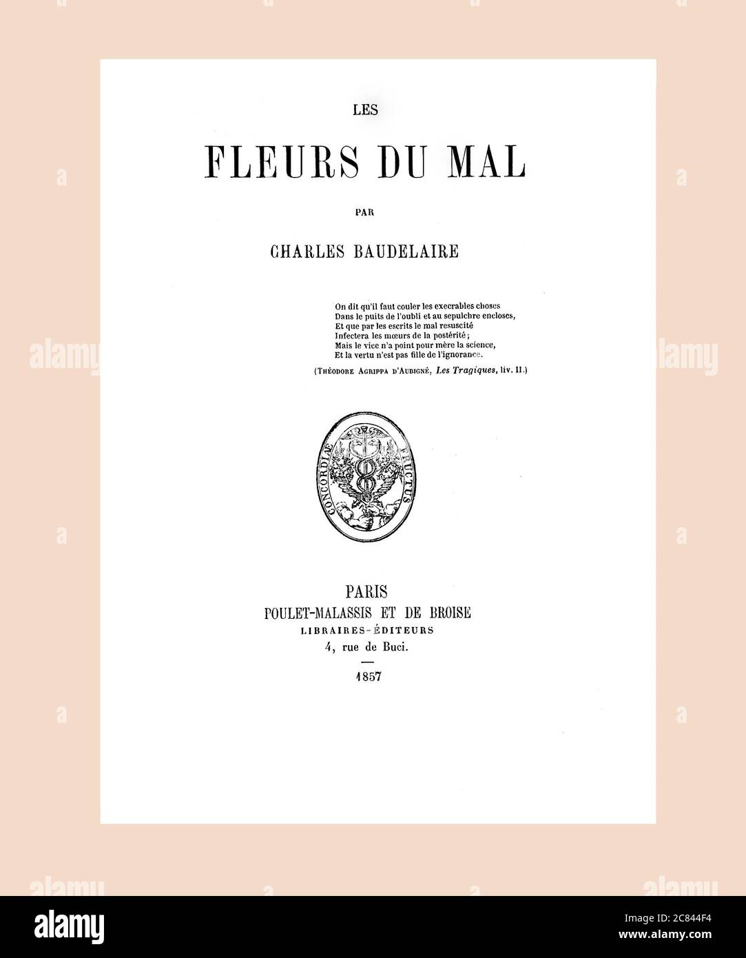 Charles Baudelaire Fleurs du mal Title Page refreshed and reset Stock Photo  - Alamy