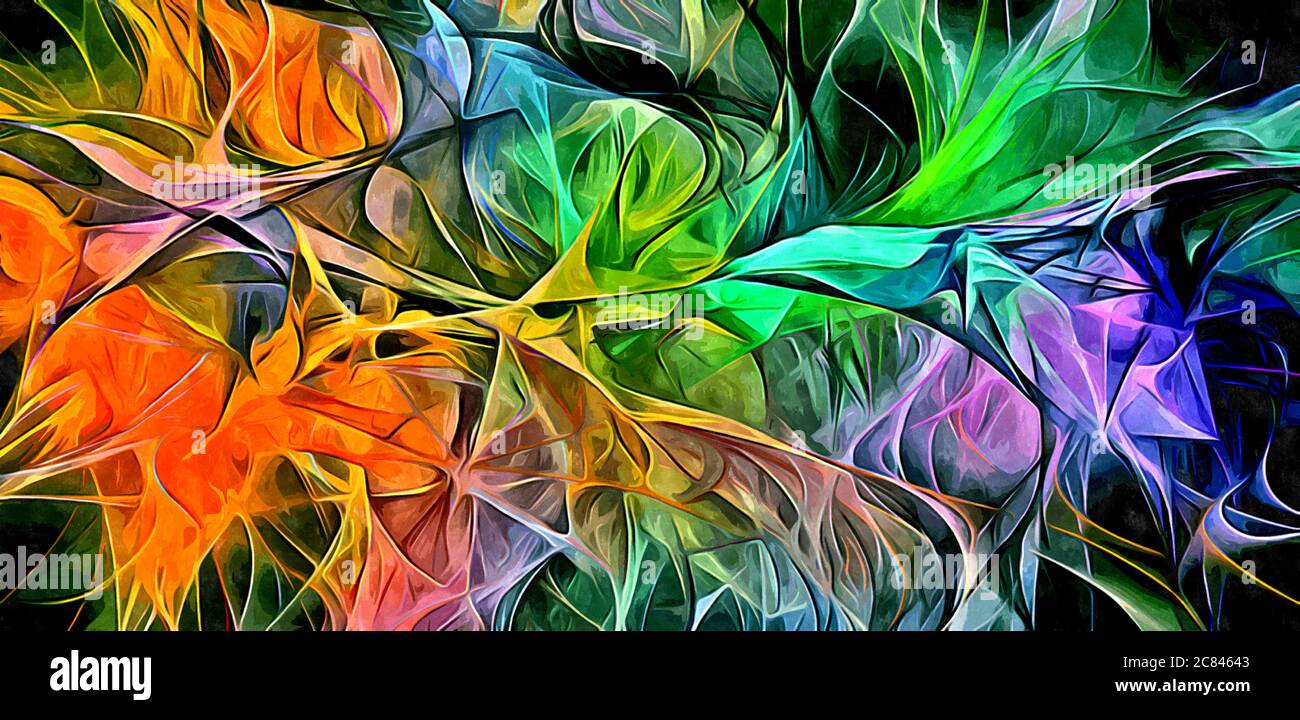Abstract electrifying lines, smoky fractal pattern, digital ...