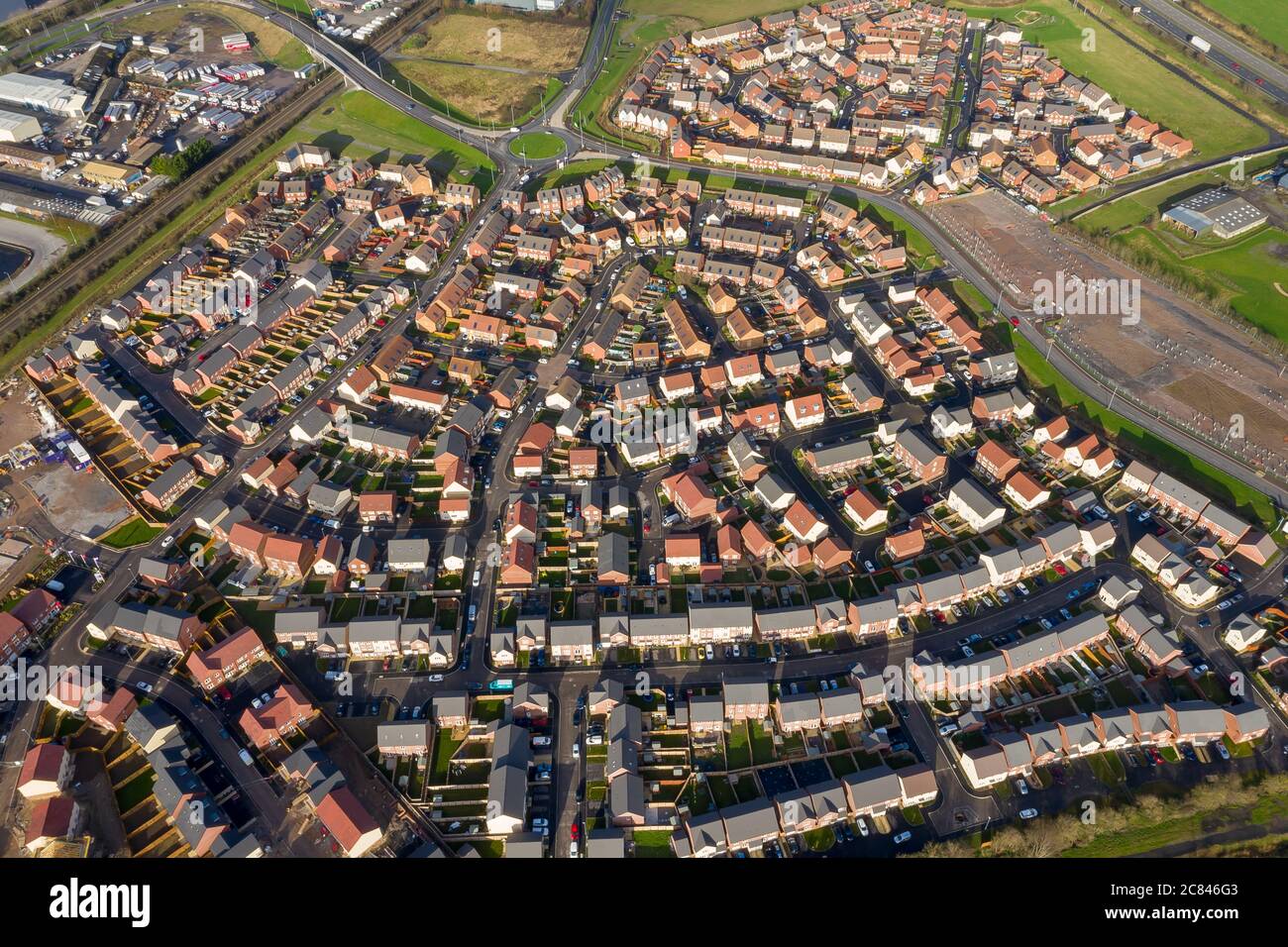 Aerial view of new houses in Bridgwater, Somerset, UK Stock Photo Alamy