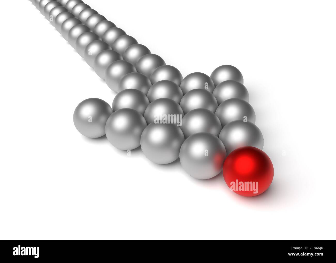 Business concepts of leader leads the team forward. Arrow made of balls