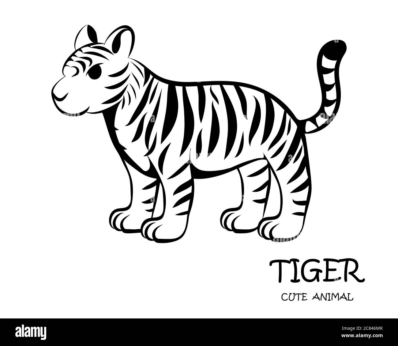 Tiger Cartoon Drawing Black And White - Mariiana-blog