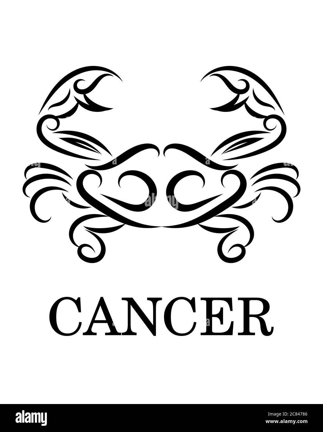 Black line vector logo of a crab. It is sign of cancer zodiac. Stock Vector