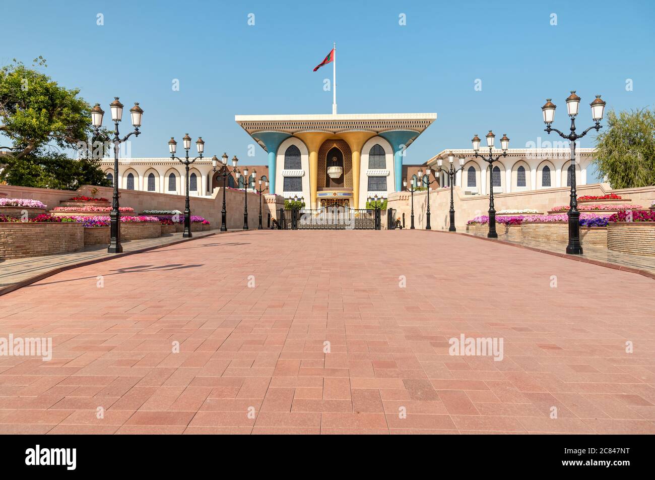 Muscat, Oman - February 10, 2020: Front view of the Al Alam Palace of ...