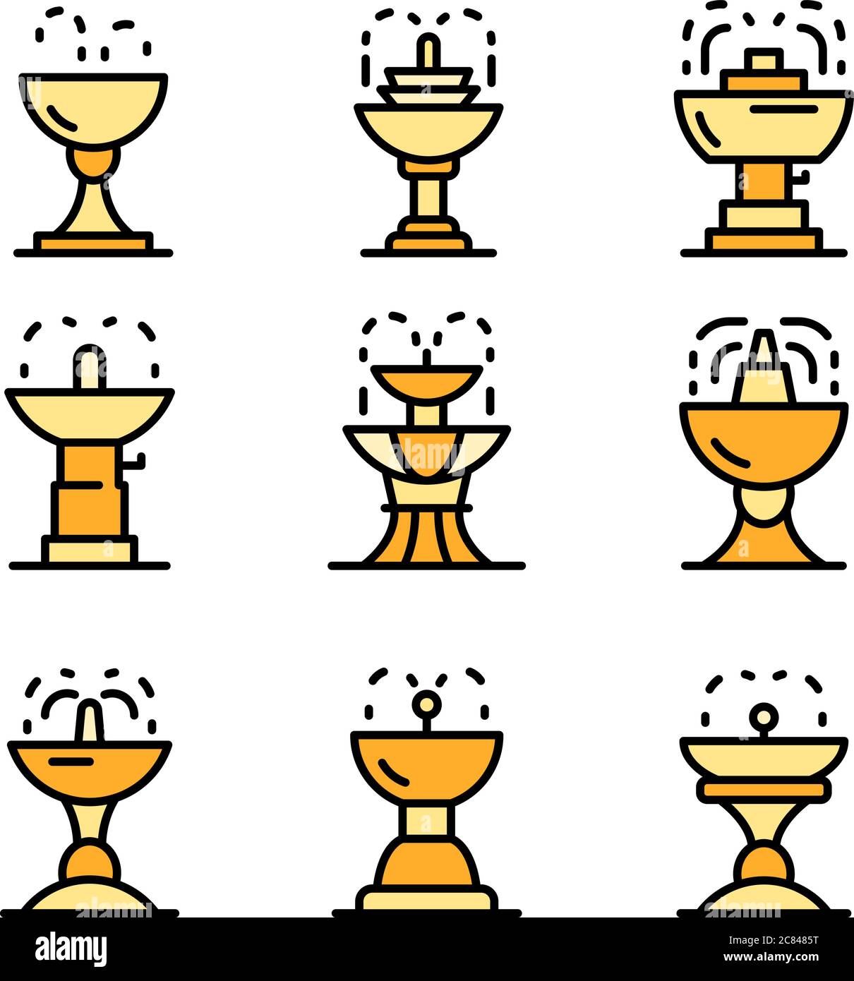 Drinking fountain icons vector flat Stock Vector