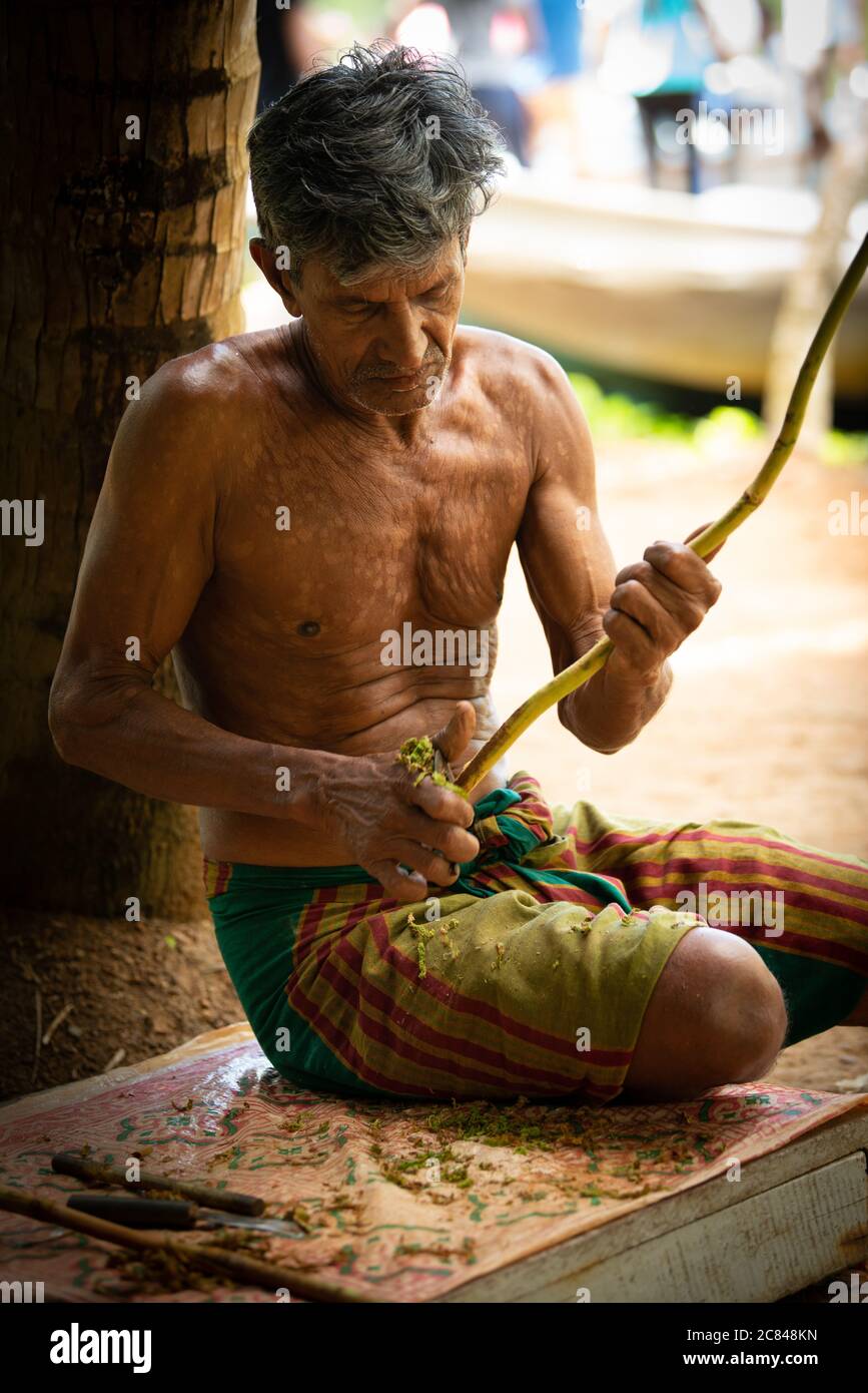 Shallow focus shot of a waorani tribe senior male Stock Photo