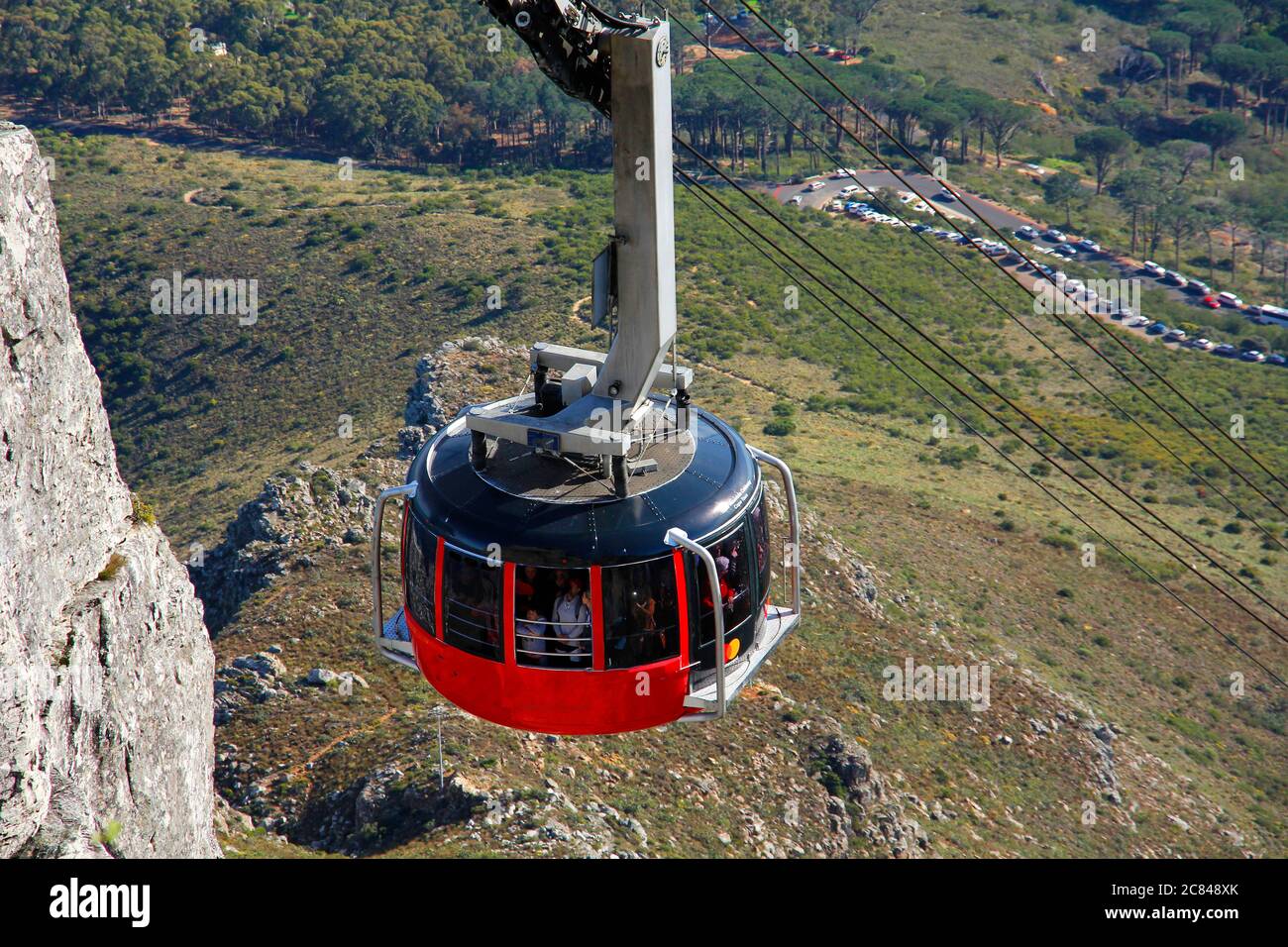 Table Mountain cablecar nearing the upper cablecar station 1 km above