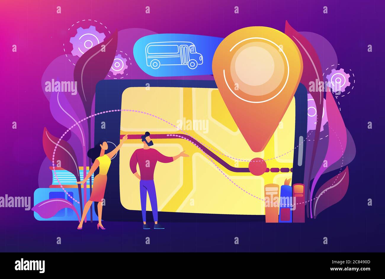 School bus tracking system concept vector illustration Stock Vector ...